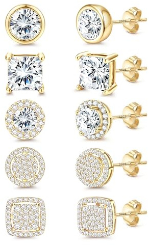 Morfetto S925 Sterling Silver Stud Earrings For Women Men 14K Gold Plated