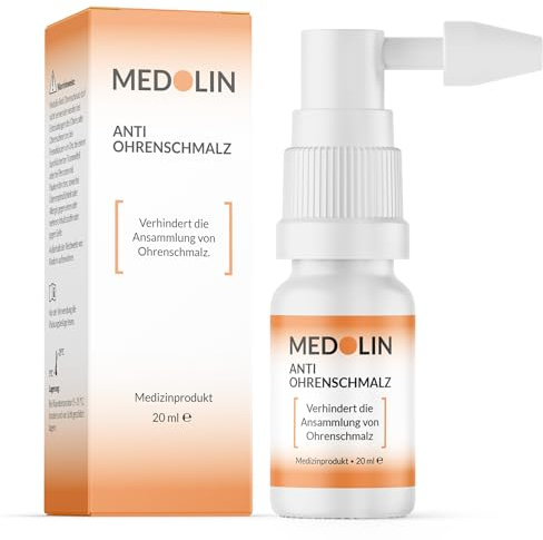 Medolin® Anti Ohrenschmalz - Effektiver Ohrenreiniger als Spray - Ohrenschmalz Entferner zur sicheren Anwendung - Ohrreiniger für Erwachsene & Kinder - Ohrenspülung, 20 ml