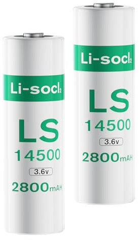 2 Pack 2800mAh LS14500 ER14505 batteries, AA 3.6V ER14500 Lithium Battery Li-SOCL₂ for SAFT Water Meter, alarm, flashlight, Wide Temperature Range, Long Storage Life (Non-Rechargeable)