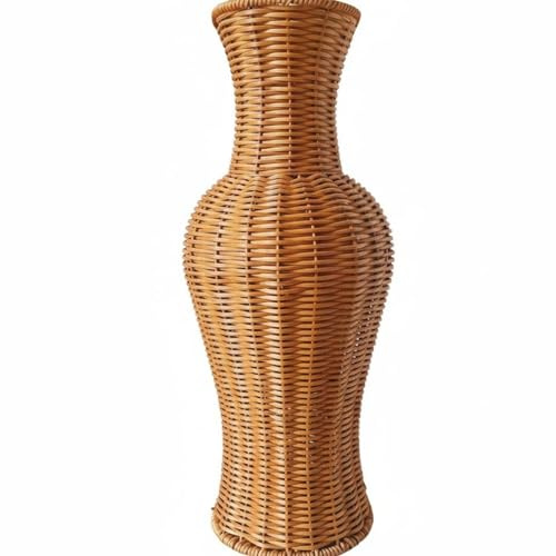 SZLIFE Vaso da Pavimento Stile Paglia Effetto Manuale Decorazione Moderno Shatterproof Leggero Adatto a Ingresso Corridoio Soggiorno Regalo, Pavimento Rattan A
