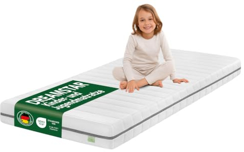 DREAMSTAR Ergo Kids Junior Kindermatratze und Jugendmatratze | Öko-TEX® | hautfreundlicher Bezug abnehmbar und waschbar bei 60 Grad | 90 x 190 cm