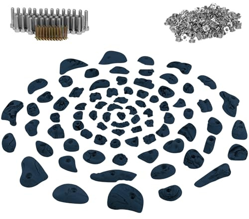 ALPIDEX 80 Klettergriffe mit Schrauben Einschlagmuttern 6-10m² Komplettset | Bouldersteine, Bouldergriffe, Kletterwandbau, Spielturm, Trainingswand, wetterfest, Indoor, Outdoor, Klettern, Kinder