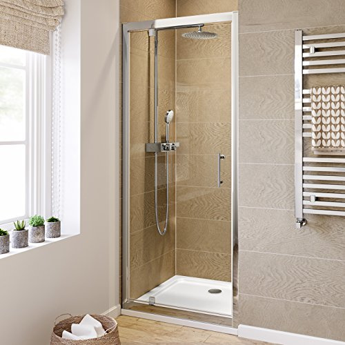 iBathUK 760mm Pivot Hinge 6mm Thick Glass Shower Enclosure Reversible Cubicle Door
