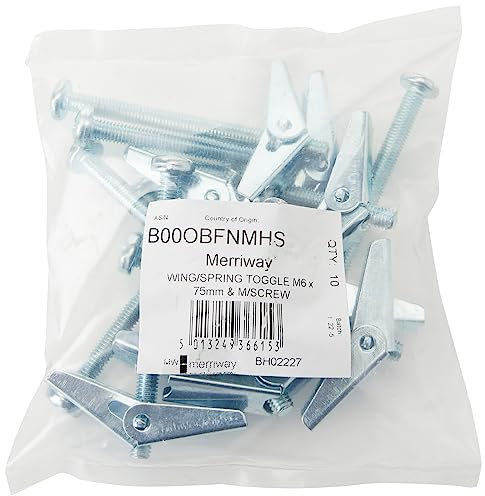 Merriway BH02227 Tassello di Fissaggio, Bianco, M6 x 75 mm, Set di 10 Pezzi