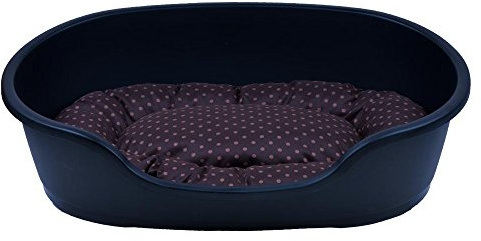 adena Hundekorb 71 x 48 cm anthrazit + Kissen Tupfen braun