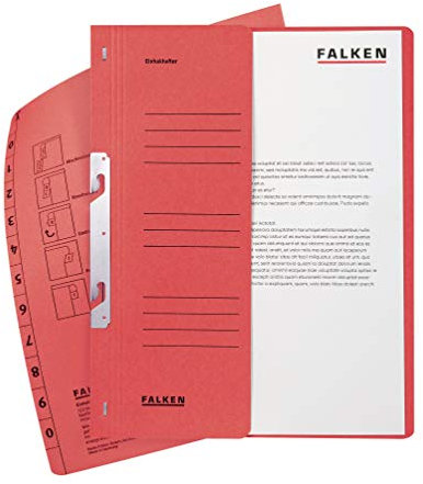 Original Falken 50er Pack Einhakhefter. Made in Germany. Aus Recycling-Karton mit halbem Vorderdeckel und Behördenheftung für DIN A4 rot Hefter Sammelmappe Dokumentenmappe