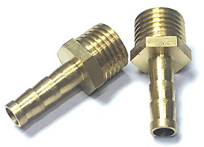 Veda 2 x 6 mm auf 1/4 Zoll BSP Gewinde massiv Messing Schlauchanschluss Stachelkupplung auf BSP Außengewinde Teich/Pool/Schlauchadapter