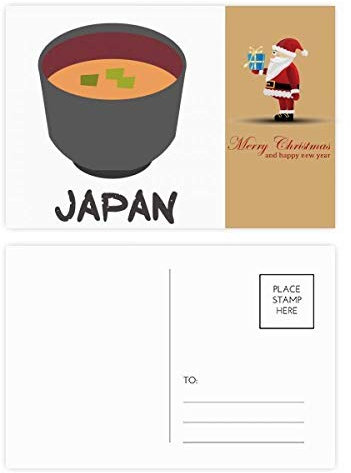 Traditionelles japanisches Postkarten-Set mit leckerer Miso-Suppe, Weihnachtsmann, 20 Stück