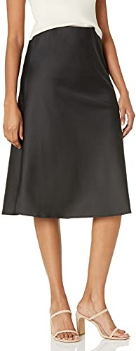 The Drop Maya Falda con efecto seda Mujer, Negro, S