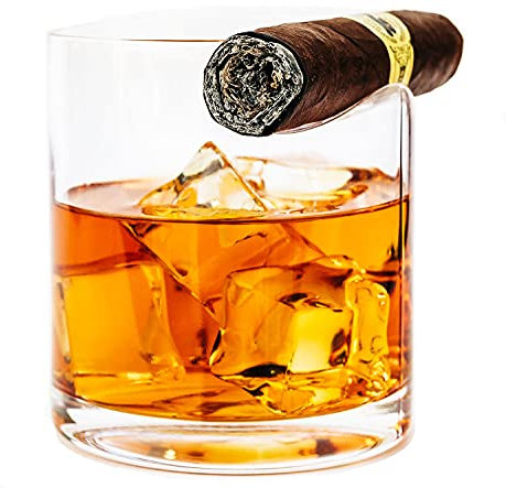 Ruckus Creations Portasigari e bicchiere da whisky di alta qualità, doppio uso, in stile antico, con porta sigari, regalo per uomini, padri, fidanzati, mariti