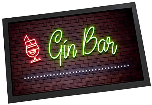 Gin Bar bar Runner mat, neon Lights Sign Effect â€“ Home bar Gift