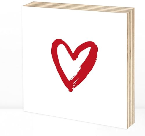 Wunderpixel® Holzbild HERZ - 15x15x2cm Holzschild zum Hinstellen/Aufhängen, Spruch - schwarz-weißes Holz-Schild Bild Poster Aufsteller zur Deko Wohnung/Geschenk Valentinstag Hochzeit Glück Liebe
