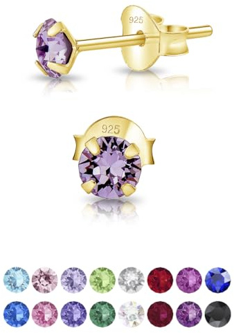 Orecchini Donna Oro Viola - Punto Luce Argento 925 Placcati - Lobo - Dorati - Bambina