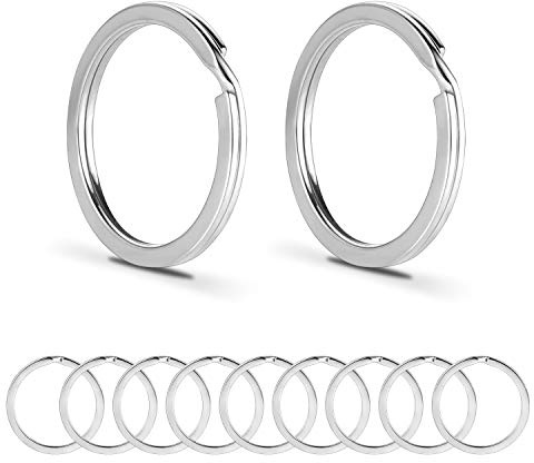 MIKAFEN Schlüsselringe Set aus 50 Multifunktionalen Runden Flachen Schlüsselanhänger aus Edelstahl 30 mm für Autoschlüssel Zubehör