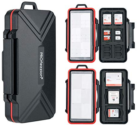 PROfezzion 48 Slots Weatherproof Memory Card Carrying Case Holder for CFexpress Type B, XQD, CF, Cfast, CompactFlash, CF Express Type-B, SD & MicroSD Cards (Not for CFexpress TypeA Card)