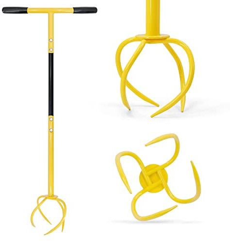 Hortem Upgrade Garden Twist Tiller Manual Cultivator, Big Garden Claw Hand Twist Tiller with Durable Steel Shaft Tines and Comfortable Handle 76cm Long