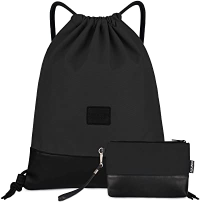 LIVACASA Turnbeutel Mit Reißverschluß Innentasche Sportbeutel Hipster Gym Bag Gefüttert Rucksack Mit Verstellbar Tunnelzug Gymsack für Damen und Herren