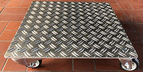 Pflanzenroller AluRiffelblech Q280 bis280kg Blumenroller Untersetzer Quadrat Indoor Outdoor (Riffel3,5/5-280-350x350)