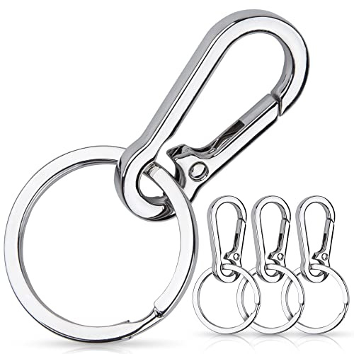 CREST 4 pcs Multipurpose Keychain Clip - Secure Zinc Carabiner with Steel Keyring for Easy Access to Your House and Car Keys