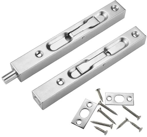 Prmape 2 Stück Türriegel 304 Verdeckter Türriegel Edelstahl 15cm Verdeckte Türsicherung Geburstet Edelstahl Riegel Schloss für Französische Türen, Verbundtüren, Holztüren