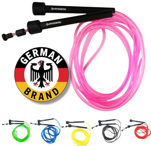 SPORTIVONETIC® Springseil Classic Design, 3 Meter Seillänge, verstellbar, für Erwachsene & Kinder, Speed Rope, Jump Rope für Fitness, Cardio, Boxen, Crossfit