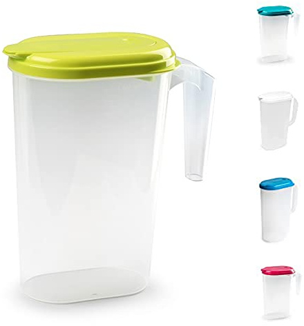1.6L Plastic Jug, Juice Pitcher with Lid and Handle for Liquids | Slimline, BPA Free Material