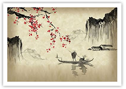 ARTTOR Affiche Decoration Murale Moderne Poster sans Cadre 100x70cm Fleur Cerises Japon Deco Affiches Murales Wall Art Design Tableau Decoration Salon Chambre Cuisine Decor P2XAA100x70-5020