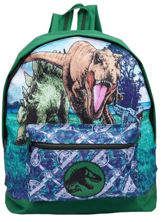 Sac à dos vert Jurassic World, sac d'école, 39x31x12 cm, 100% polyester, bretelles rembourrées réglables