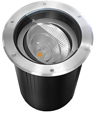 GUODDM Spot Encastrable LED Exterieur - Lampe Jardin Enterré, Projecteur De Jardin LED Étanche IP67 85-265V, Éclairage Au Sol en Acier Inoxydable COB 304 À Angle De Lumière Réglable(Yellow Light,20W)