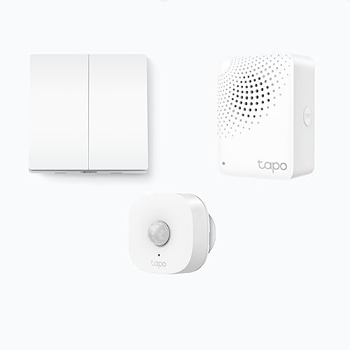 Tapo Link Smart Home Bundle: 2-Gang 1-Way Light Switch S220, Motion Sensor T100, and Hub H100 - Easy Installation and Management