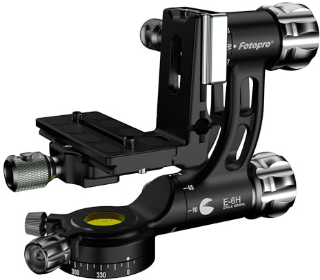 Fotopro Tête de cardan E-6H, tête de trépied professionnelle, grande tête d'objectif, tête de photographie de la faune, tête de photographie sportive, tête d'astrophotographie