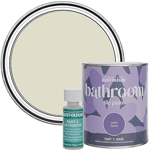 Rust-Oleum wasserbeständiger Fliesenlack für das Badezimmer in seidenglänzendem Finish - Hafermilch 750ml