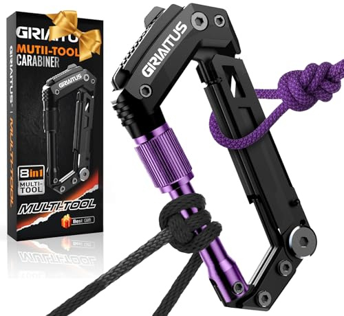 Accesorios de camping 8en1 mosquetón multiherramienta regalo para el día del padre para papá regalos para hombres al aire libre gadgets con abrebotellas, regla, sierra destornillador