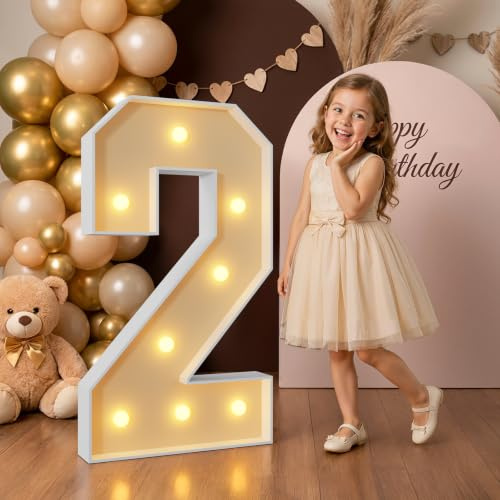 Mixifox 3FT Large Light Up Numbers for Birthday Decoration Giant Numbers 2