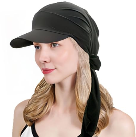 AIDIER Damen Weiche Chemo Turban mit Krempe Damen Chemo Turban Mütze Sommer Damen Vorgebundenes Kopftuch für Haarausfall Chemo Turban für Krebs Slouchy Kopfwickel Strecken Muslimisches Kopftuch Chemo