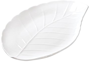 BRANDANI Vassoietto Vassoio Foglia 31x22cm Porcellana Bianco