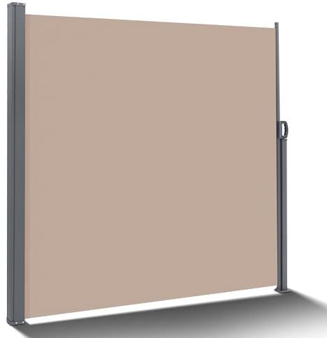 HOMEDEMO Seitenmarkise ausziehbar, 160 x 400+20 cm Khaki, Sichtschutz Sonnenschutz Markise, Windschutz Wasserdicht Seitenzugmarkise, Seitenrollo für Balkon, Terrasse, Garten