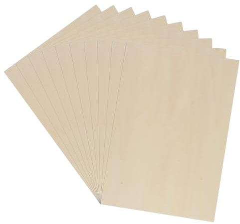 Litinliv 10pcs Sperrholaplatte 2mm, A4 Sperrholz Platten Laser Holz Platten, 300x210x2mm Holzplatten für Bastelarbeiten, Holzplatt für DIY Holzarbeiten, Laserbearbeitung, Brandmalerei, Modellbau