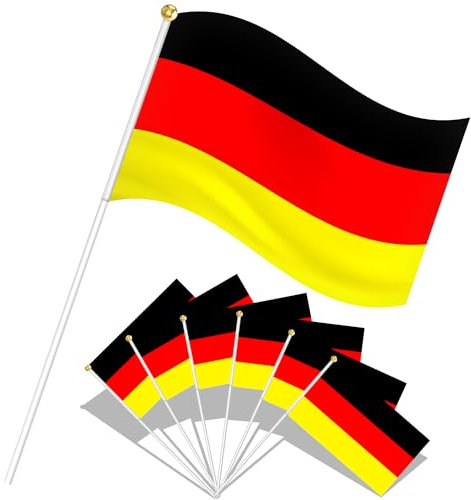 20 Stück Deutschland Flagge Klein, Deutschland Fahne 21 x 14 cm mit 30cm Weißem Pole, Deutsche Flagge für EM Deko Deutschland Fußball Euro Nationaltag Bar Partydeko