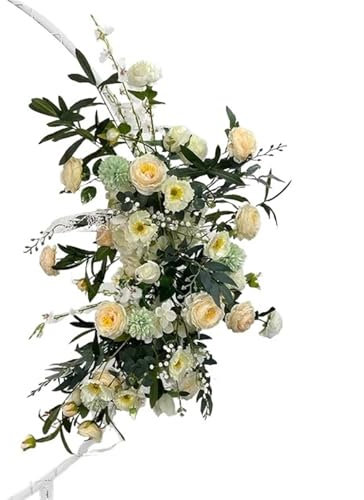 Wedding Flower Simulation Artificia Silk Flowers Round Pavilion Art Window Decoration Wedding Props T Stage Leaf Hanging(Champagne rose M)