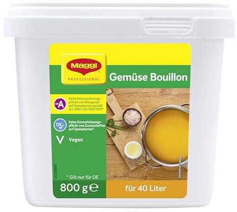 MAGGI Professional Gemüsebouillon, keine kennzeichnungspflichtige Allergene, würziger Gemüsegeschmack, Ergiebigkeit 40L, 1er Pack (1 x 800g GastroBox)