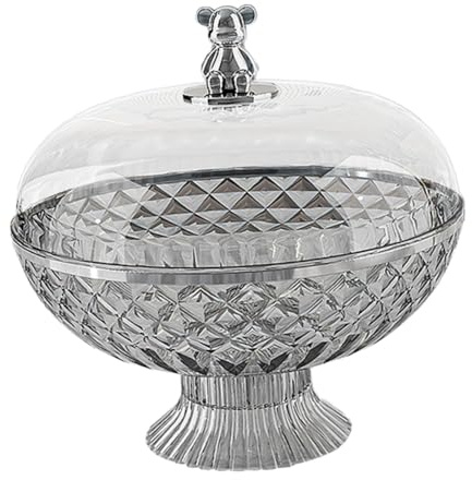 Sharplace Fruit Basket, Countertop Fruit Bowl with Lid, Fruit Stand Fruit Plate for Party Wedding, Counter Fruit Vegetable Storage, clear grey