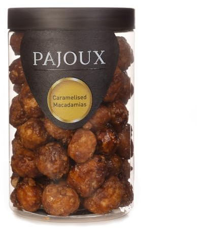 Pajoux Caramelised Macadamias (Large) 230g | Honey Caramelised Macadamia Nuts - Whole Macadamias - Roasted Nuts - GMO Free - Nuts in a Gift Jar
