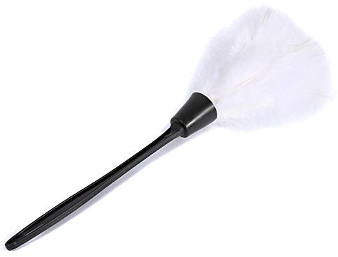 1pc Fashion Turkey Feather Duster with Black Reusable Plastic Handle Cleaning Tool white 35cm