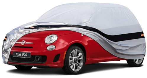 Holthly Autoabdeckung Passend für FIAT 500 Abarth 500 595(2010-2025) 10 Schichten Vollgarage Auto Abdeckplane 100% Wasserdicht Autoplane Outdoor Autogarage Staubschutz,Wind,Regen und UV Schutz.