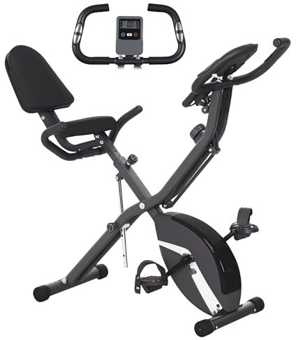 SPORTNOW 5-In-1 Foldable Exercise Bike for Home with 8-Level Magnetic Resistance, Upright/Recumbent Folding Stationary Bike with Arm Workout Bands, Heart Rate Sensor, Comfortable Seat Cushion, Black