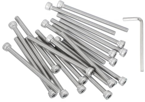 PATIKIL 20pcs Tornillo Hexagonal Interior, M5x70mm Tornillos Cilíndricos de Cabeza Hueca Redonda Hexágono con Llave de 304 Acero Inoxidable Roscado Completo para Reparación DIY Industria