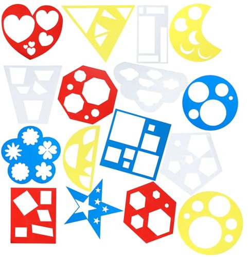 BOHUIZ 16 Stück Geometrische Formen Schablonen Malen, 15 cm Durchmesser, Wiederverwendbare Malschablonen Kinder, PET Zeichenschablonen Set für DIY Handwerk und Lernen