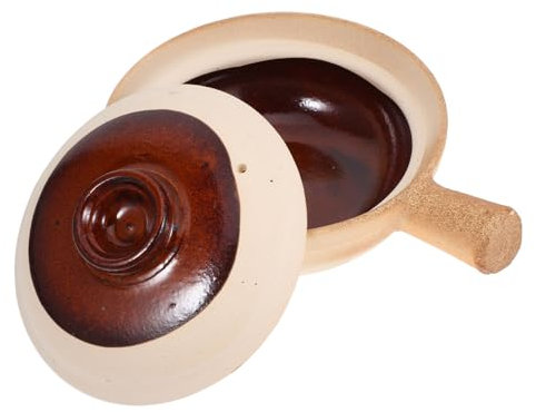 Warmhm Cuiseur à Œufs Céramique Avec Couvercle Pot Terre Cuite Pour Micro-ondes Et Cuisson Casserole Spacieuse Pour Ragoûts Et Soupes