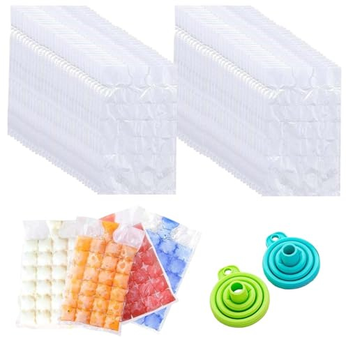102PCS Reusable Ice Cubes, Ice Cube Tray 2 PCS Randomly Colored Silicone Funnel for Juice Drinks Coffee Travel, and Baby Food Preparation